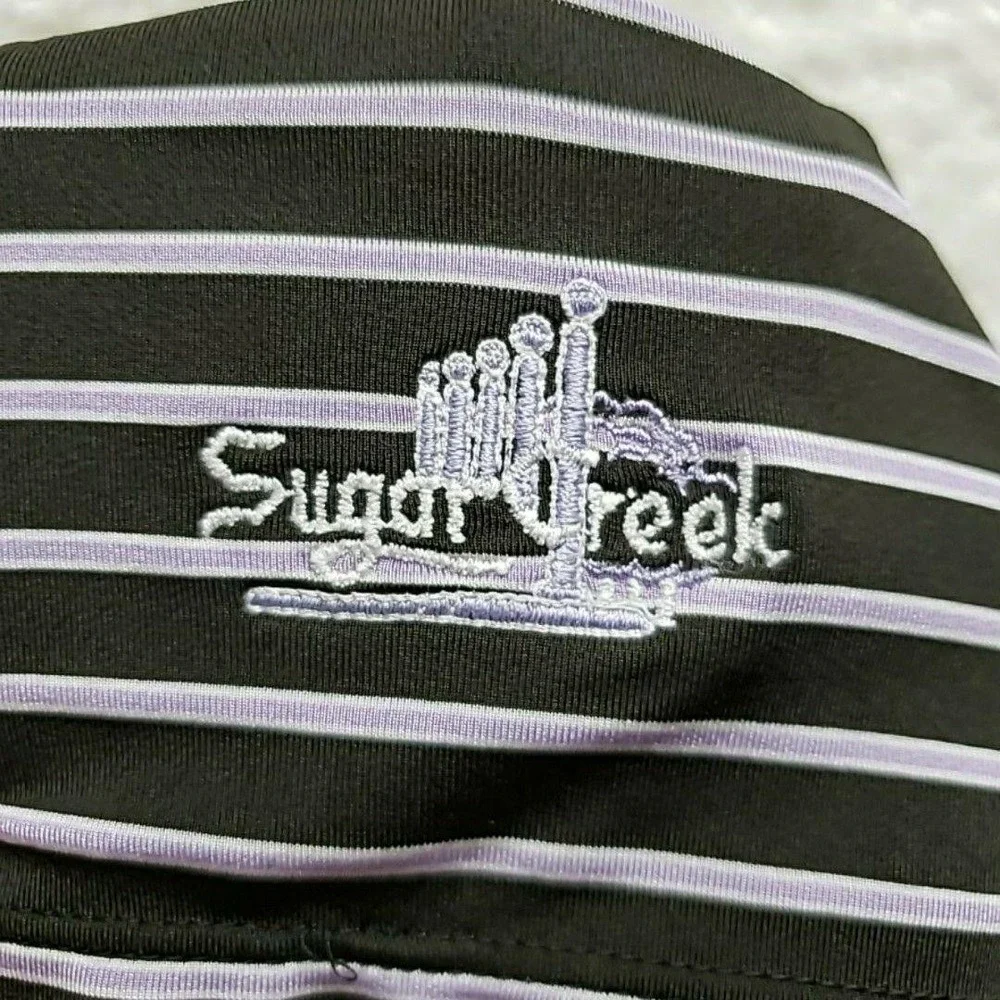 RLX Ralph Lauren Polo Shirt Mens M Black Stripe Sugar Creek Golf Logo Knit Top